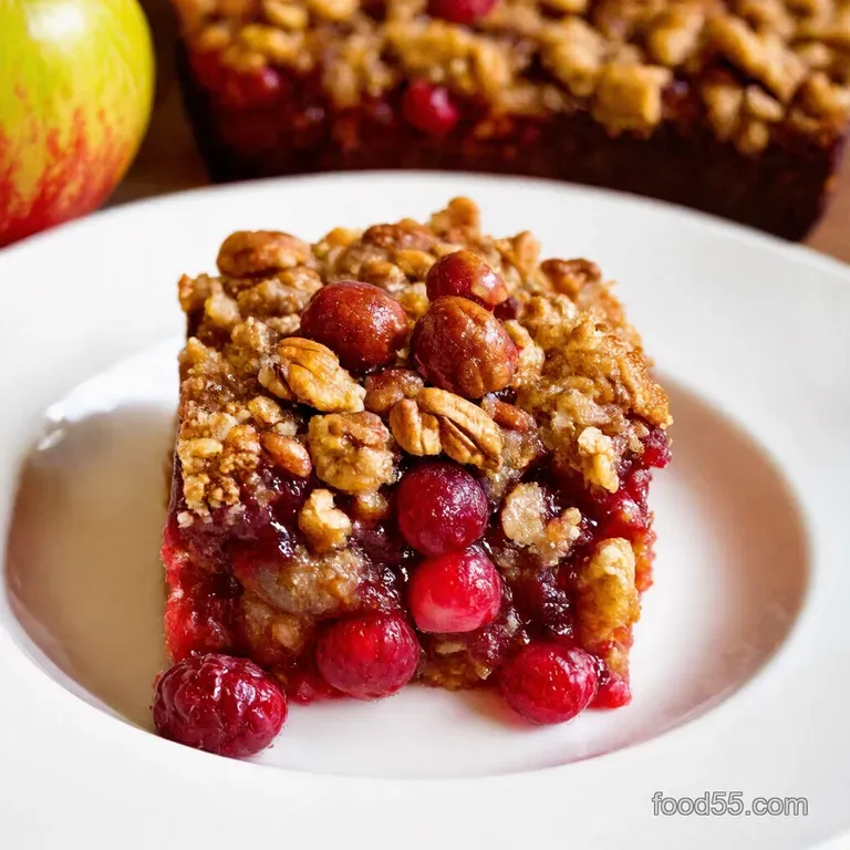 Rustic Applecranberry Crisp with Oat Pecan Topping presentation