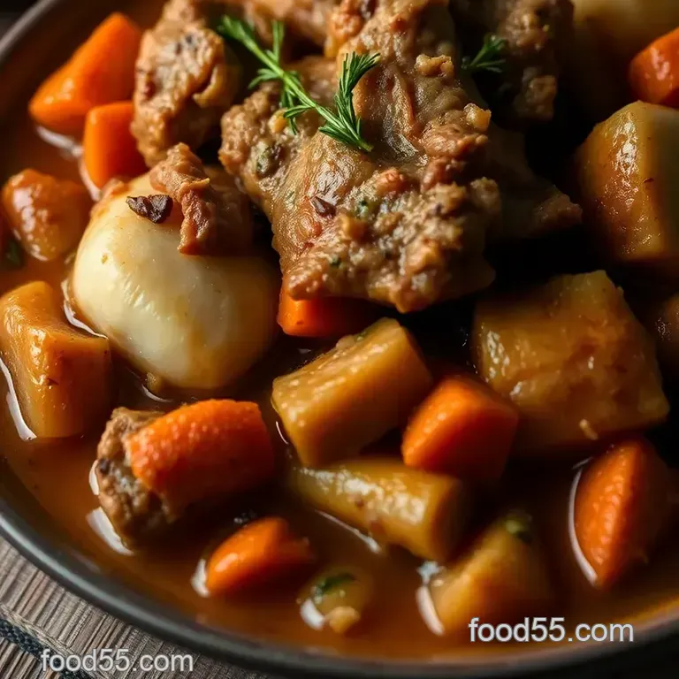 Rustic Rabbit Stew with Root Vegetables and Herb Dumplings presentation