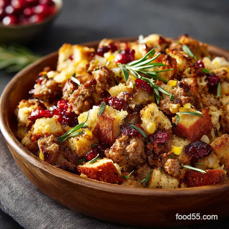Sausage Apple and Cranberry Stuffing: Our 5-Star Christmas Cracker Recipe presentation