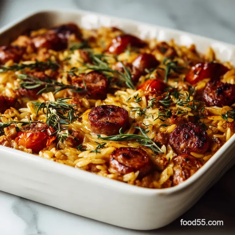 Weeknight Recipes Inspiration: 30-Min Sausage Orzo presentation