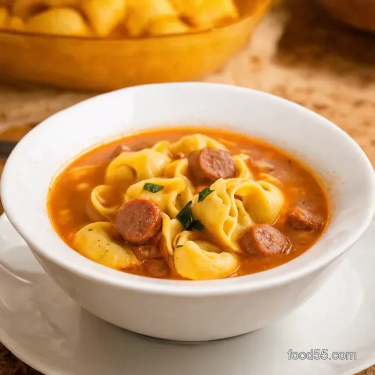 Sausage Spinach Tortellini Soup Comfort in a Bowl presentation