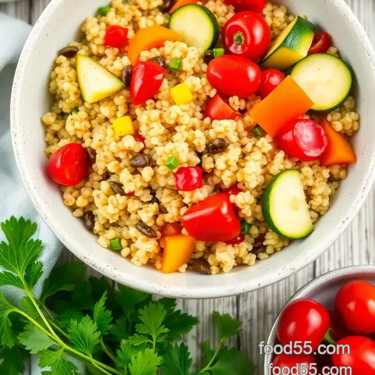 Vibrant Sautéed Quinoa Bowl with Colorful Veggies presentation