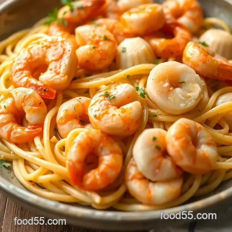 Saut&eacute;ed Seafood with Creamy Pernod Delight presentation