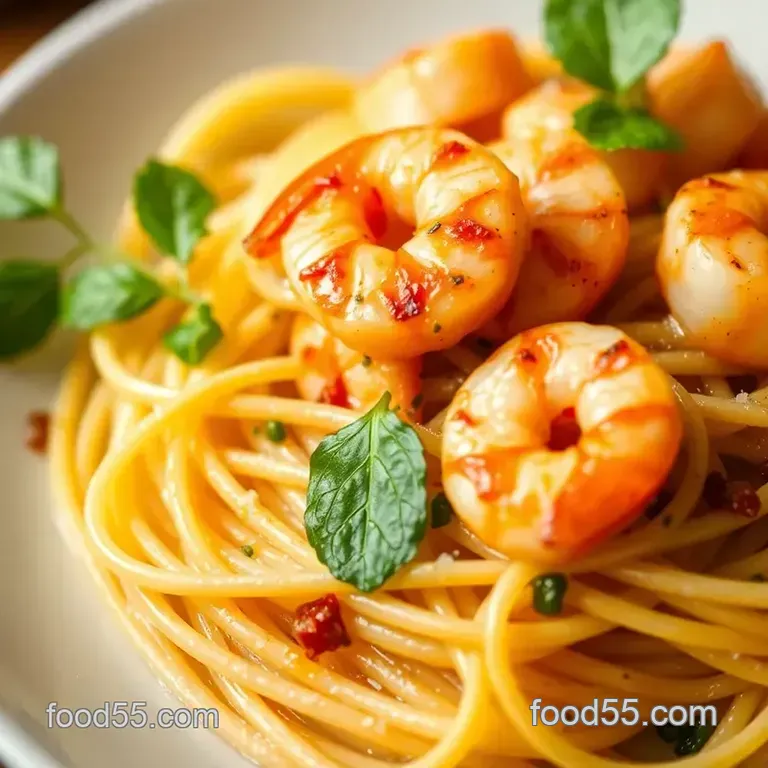 Sautéed Shrimp Pasta with Spicy Garlic Goodness presentation