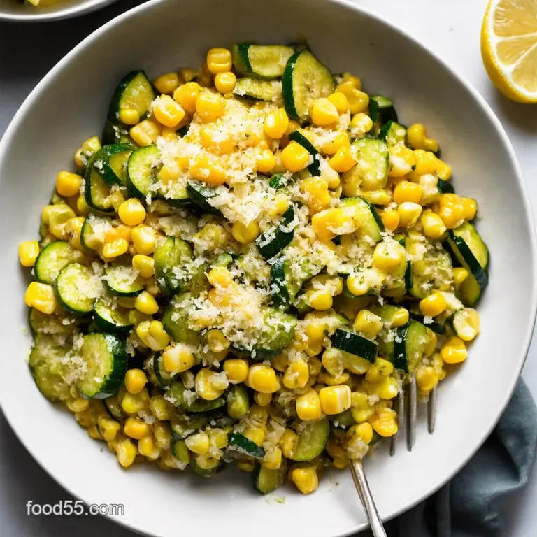 Sauteed Zucchini Corn with Garlic Lemon Parmesan