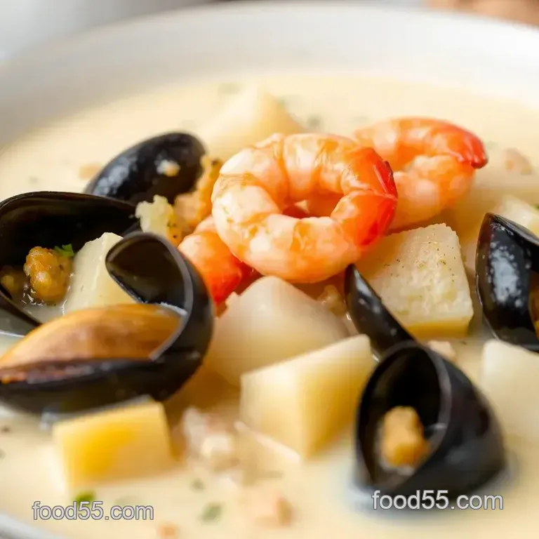 Savoring Creamy Seafood Chowder: A Comforting Coastal Delight! presentation