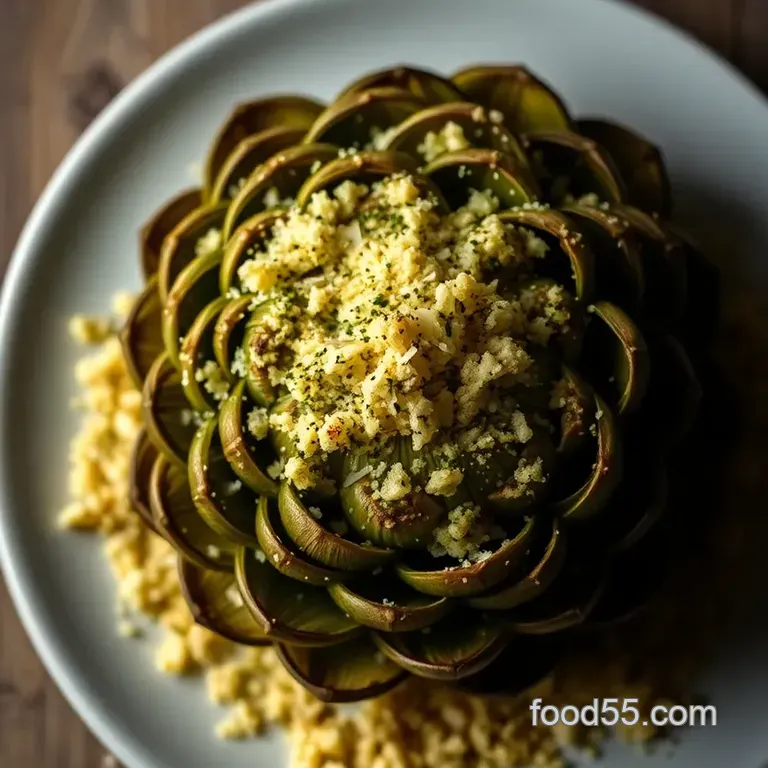Savory Baked Artichokes with Garlic and Parmesan presentation