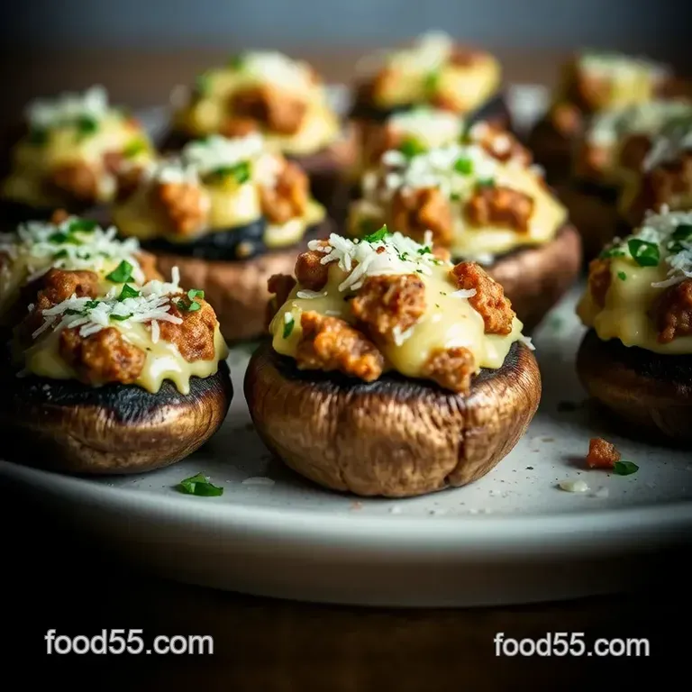 Savory Stuffed Mushrooms with Sausage and Cream Cheese presentation