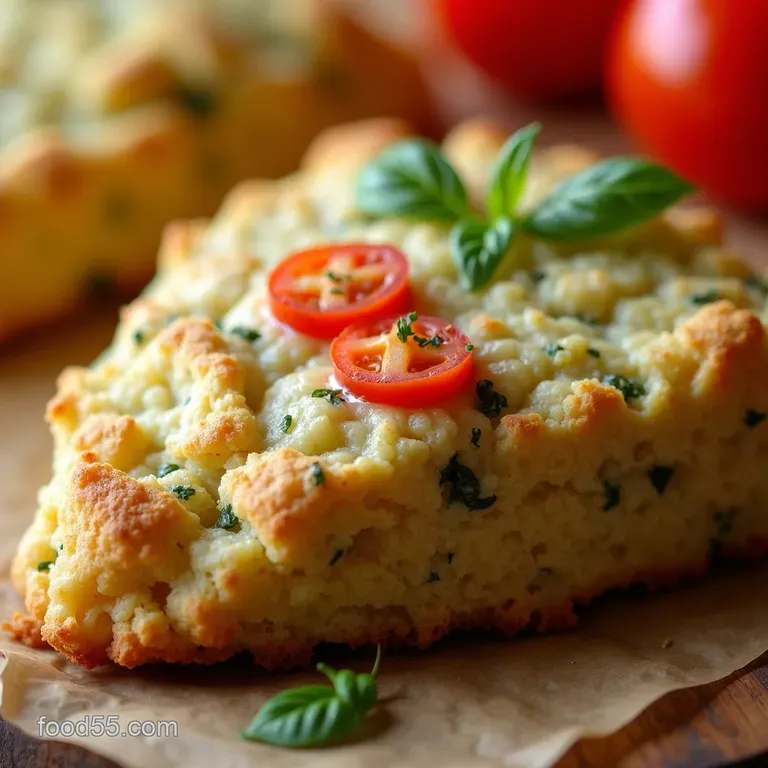 Savory Zucchiniasiago Tomato Scones presentation