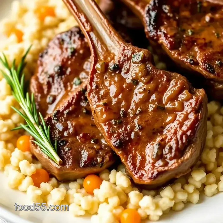 Sear Lamb Chops with Sweet Apricot Couscous presentation