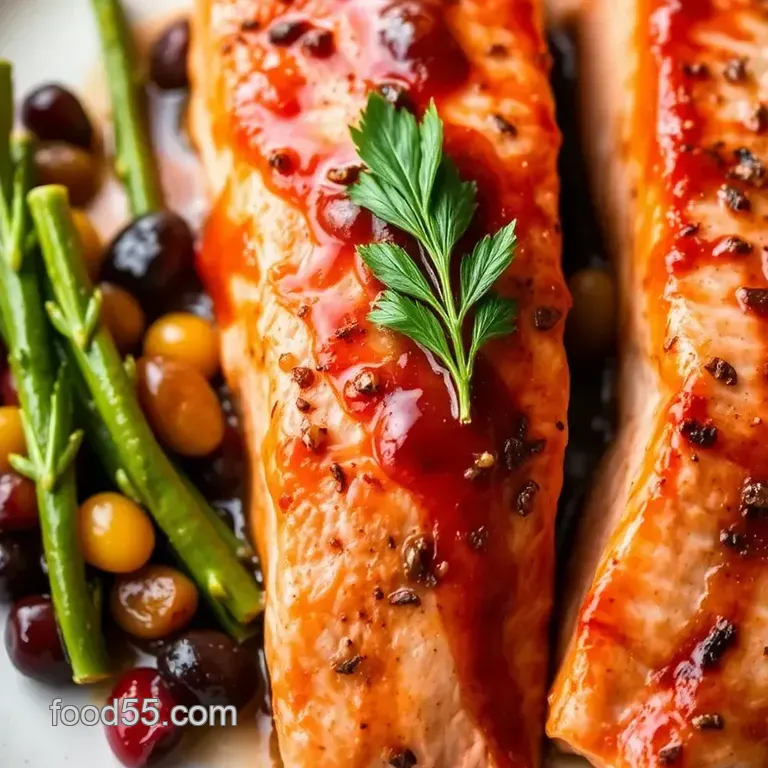 Sear Salmon with Tropical Mango Glaze presentation