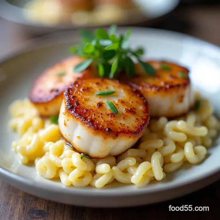 Seared Scallops with Creamy Parmesan Risotto and Wilted Spinach