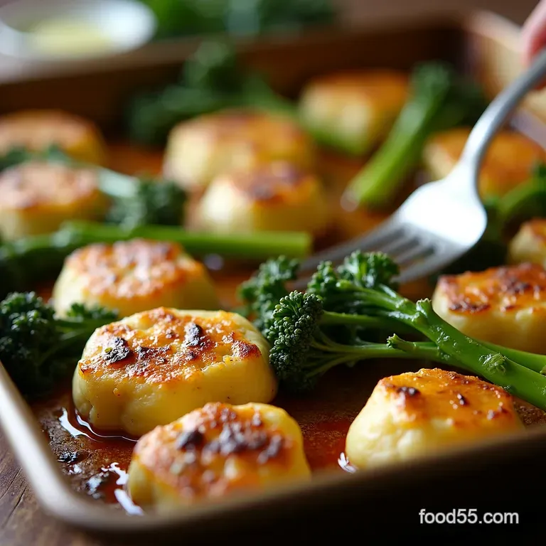 Sheetpan Feta with Broccolini Cherry Tomato Crispy Chickpeas presentation
