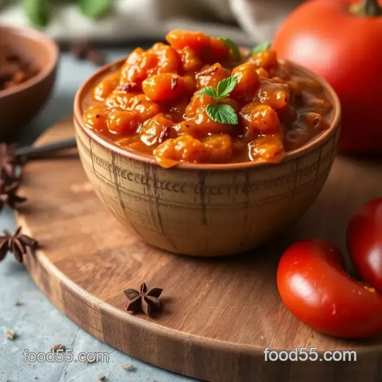 Spiced Simmered Tomato Chutney with Unique Spices presentation
