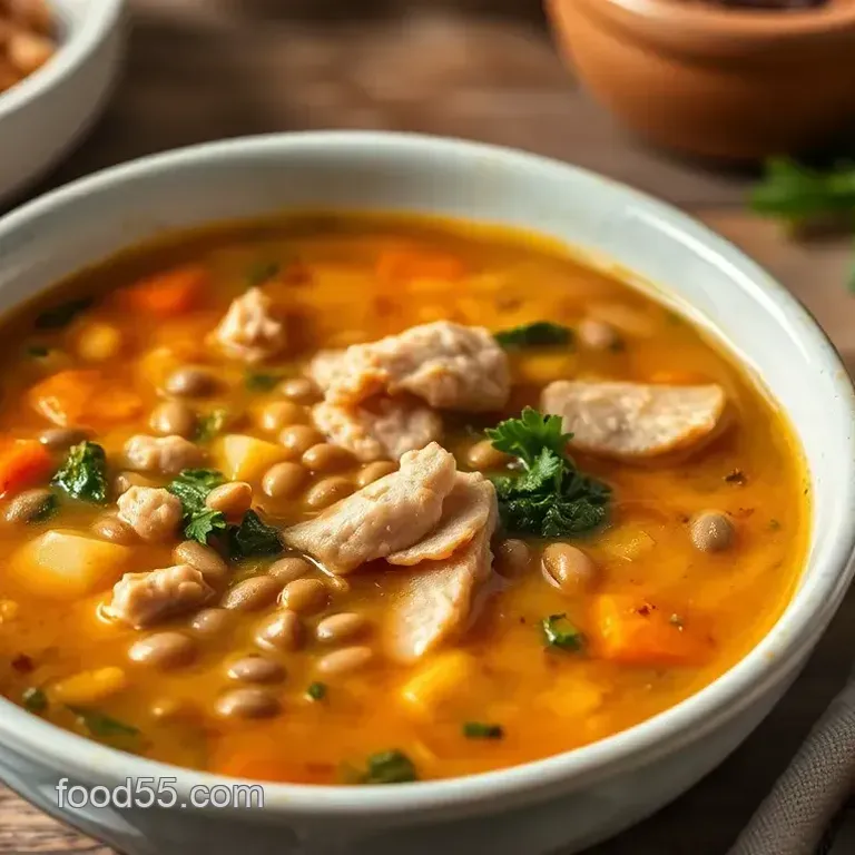 Hearty Simmered Turkey Soup with Lentils & Kale