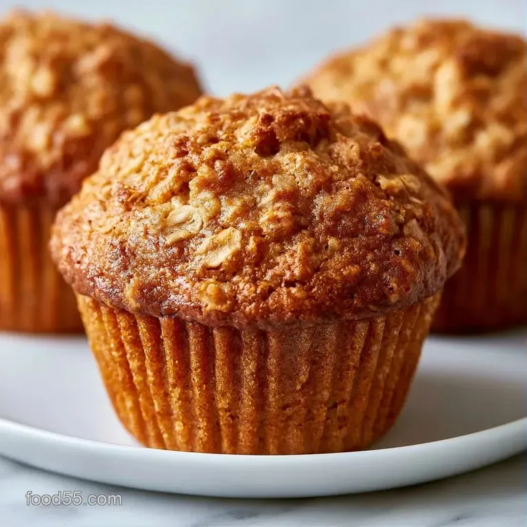A moist, golden-brown muffin resting on a grey linen napkin next to a fresh banana slice and a silver fork.