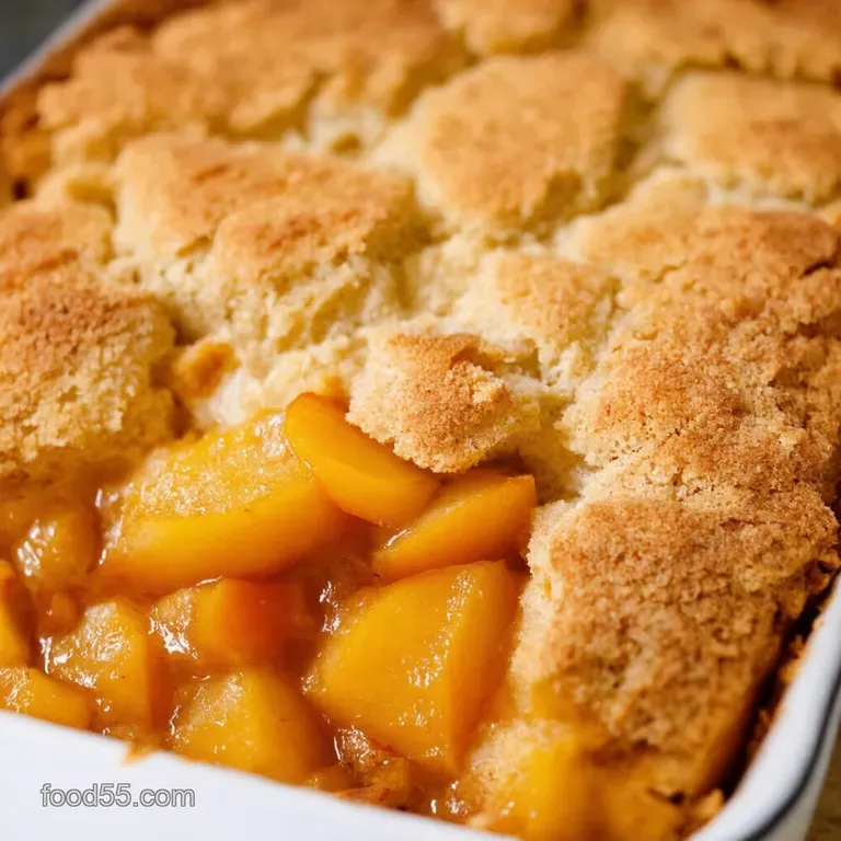 Simply Scrumptious Bisquick Peach Cobbler presentation