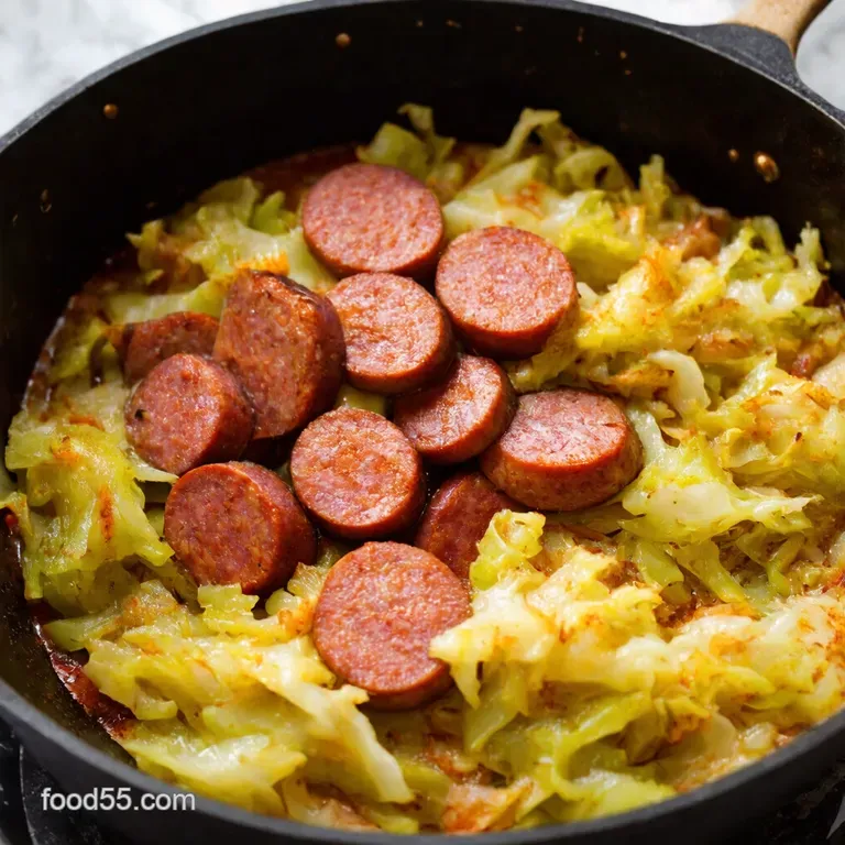 Skillet Kielbasa Cabbage Smoky Sweet Golden presentation