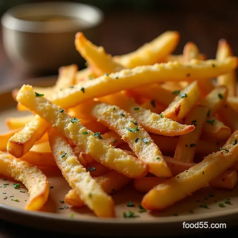 The Great British Bakeoff Approved Crispy Skinny Garlic Parmesan Fries Ovenbaked presentation