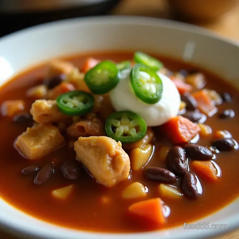 Onepot Wonder Slow Cooker Fiesta Chicken and Black Bean Soup presentation