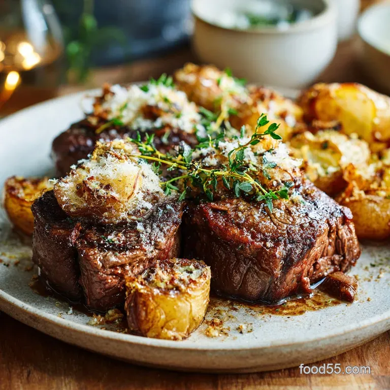 Beef Steak Side Dishes: Cracking Crunch Smashed Potatoes presentation