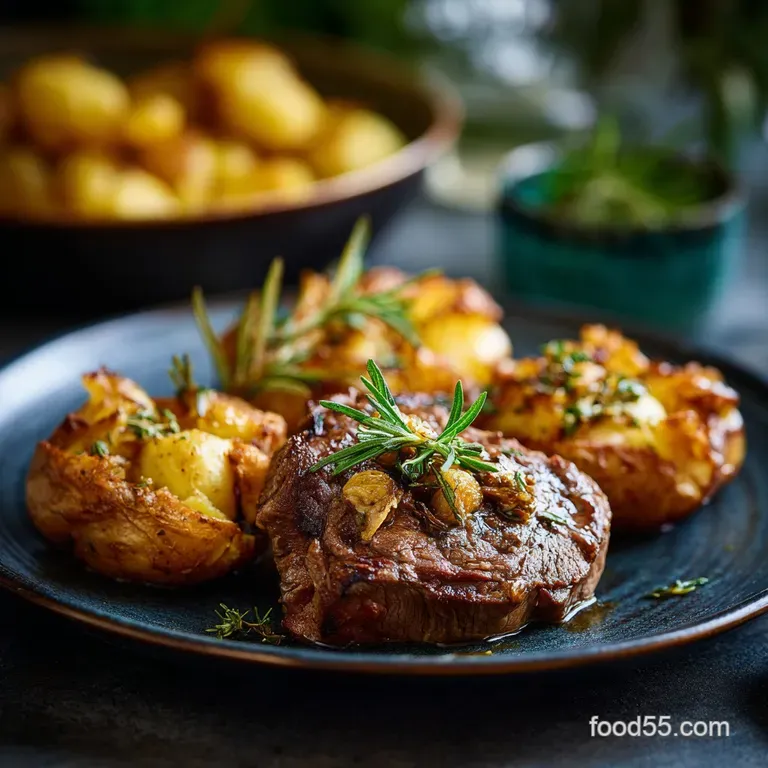 Beef steak side dishes: Cracking Crunch Smashed Potatoes