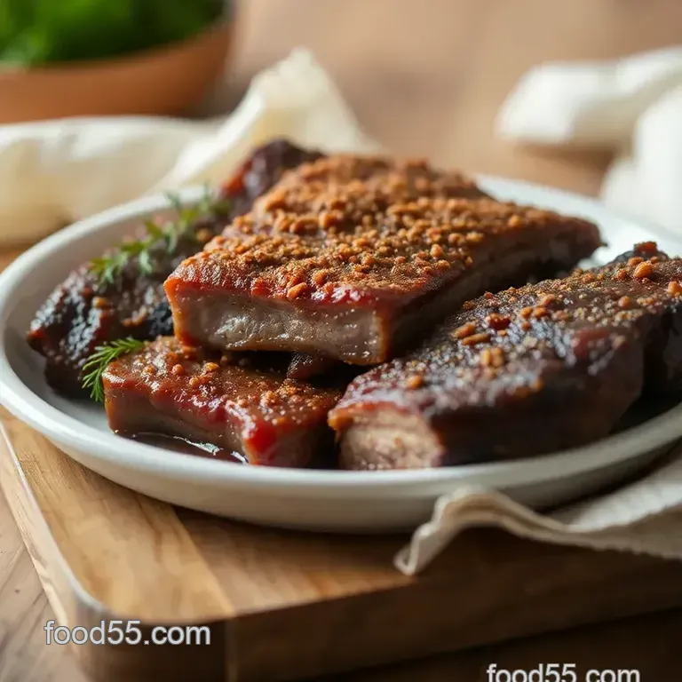 Smoked Beef Ribs with Flavorful Crust presentation
