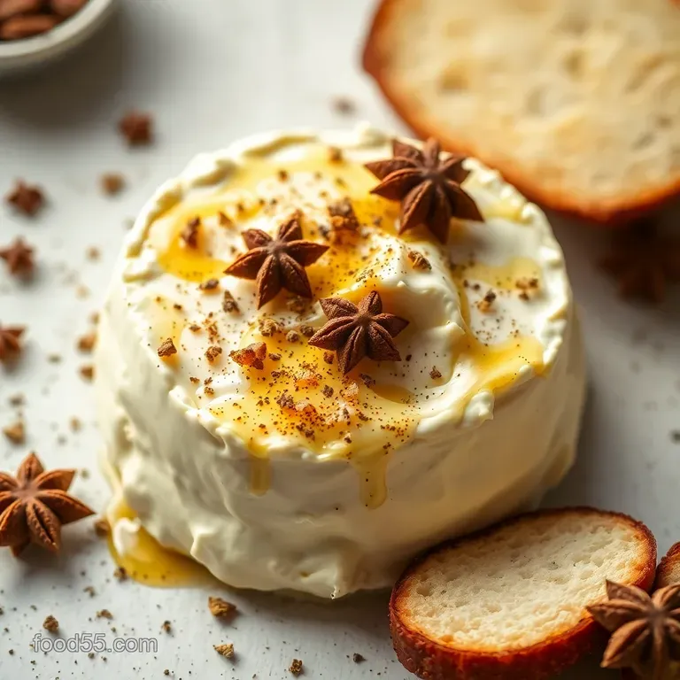 Smoked Cream Cheese with Everything Bagel Spice and Honey Drizzle presentation