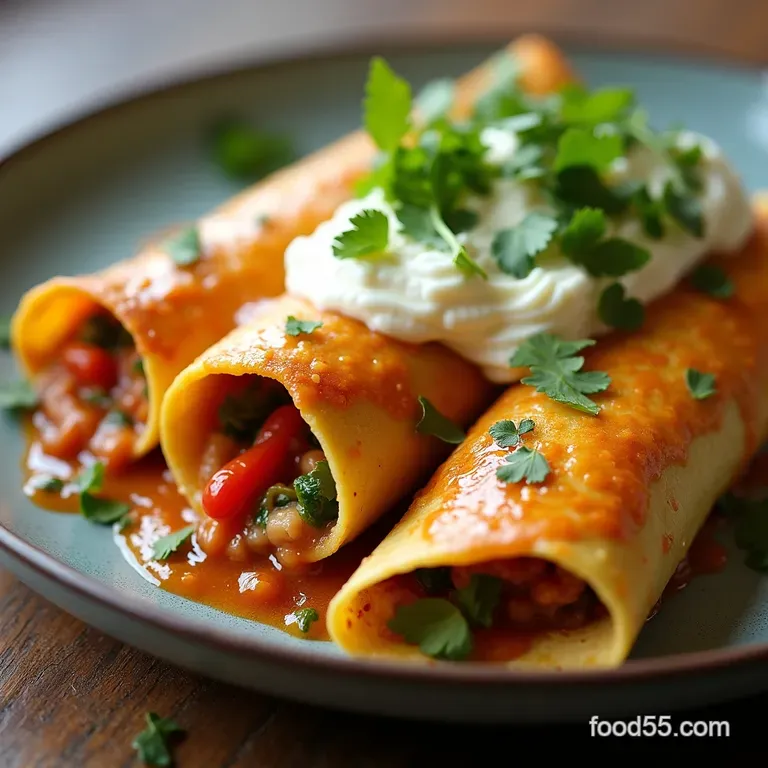Sunrise Stackers Hearty Vegetarian Breakfast Enchiladas with Smoked Poblano Cream