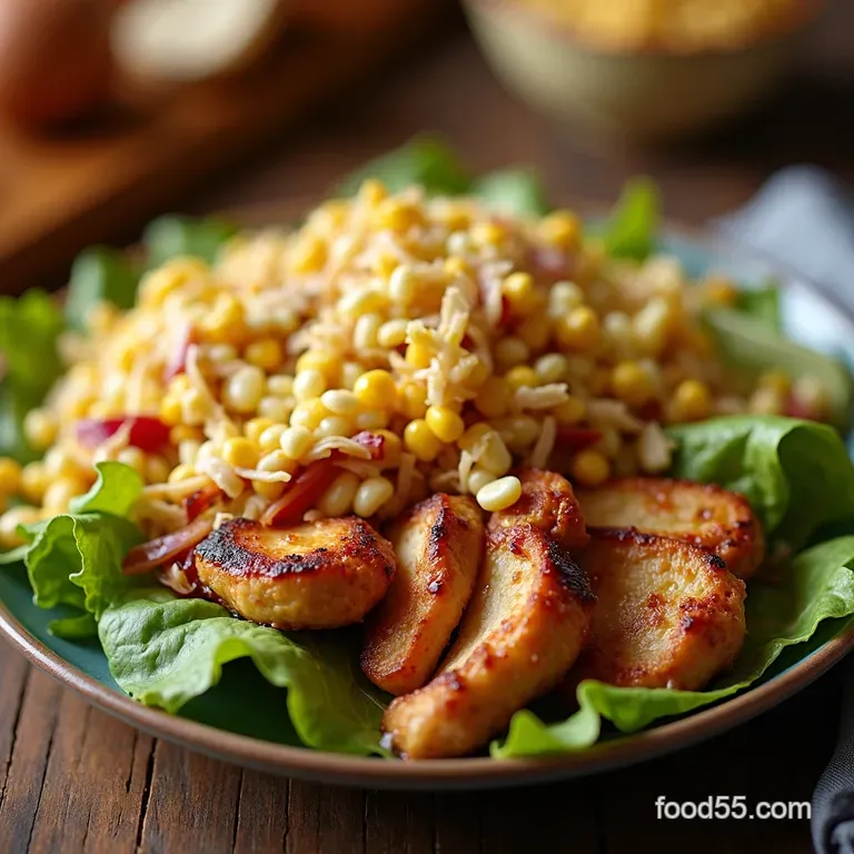 The Quick Fix Smoky Bbq Chicken Salad with Crunchy Corn Creamy Slaw Dressing presentation