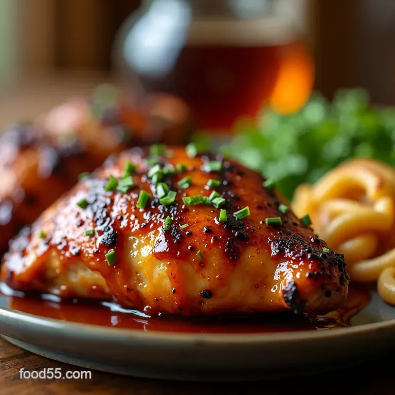 Smoky Grilled Bourbon Chicken with Sticky Bourbon Glaze presentation