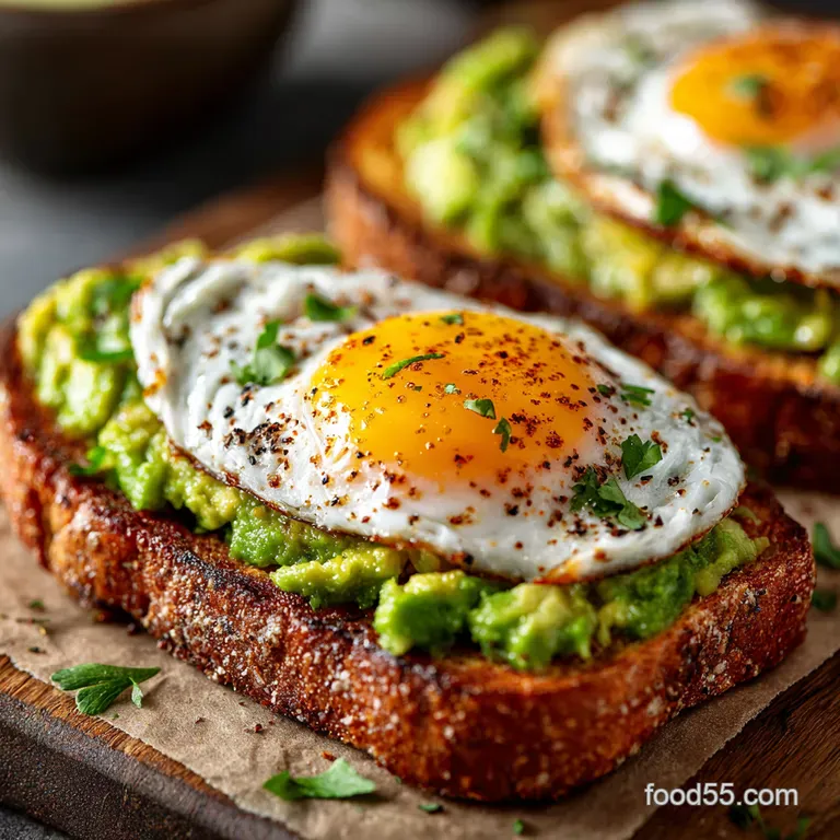 Sourdough Avocado Whipped Ricotta Toast with Soft Egg presentation