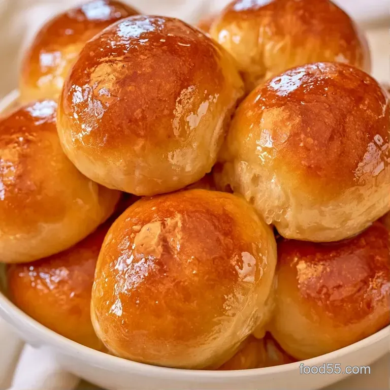 Warm golden-brown rolls arranged on a white porcelain platter with a small bowl of whipped butter and herbs.
