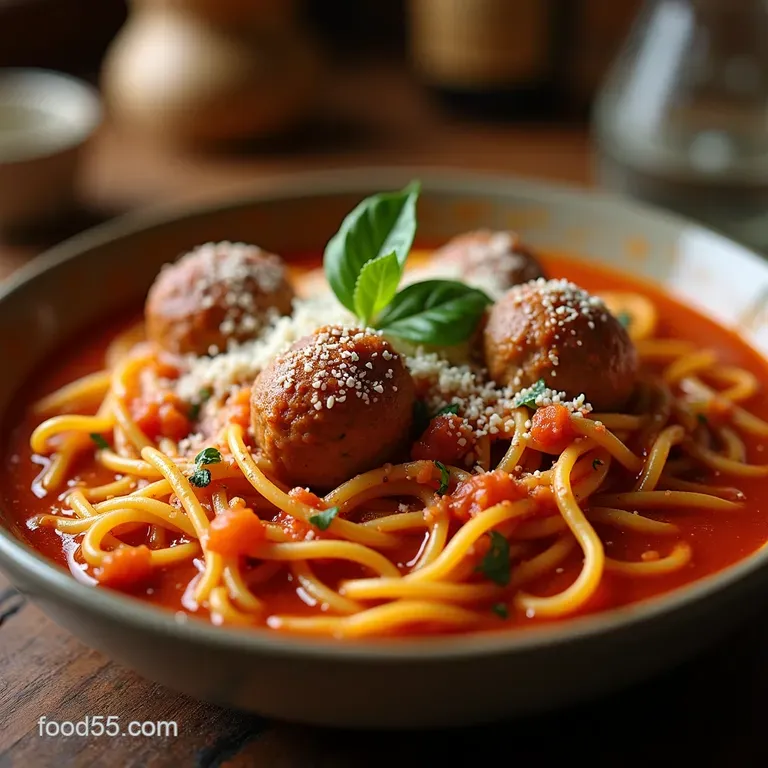 Nonnos Speedy Spaghetti Meatball Soup Minestra Di Polpette E Pasta presentation