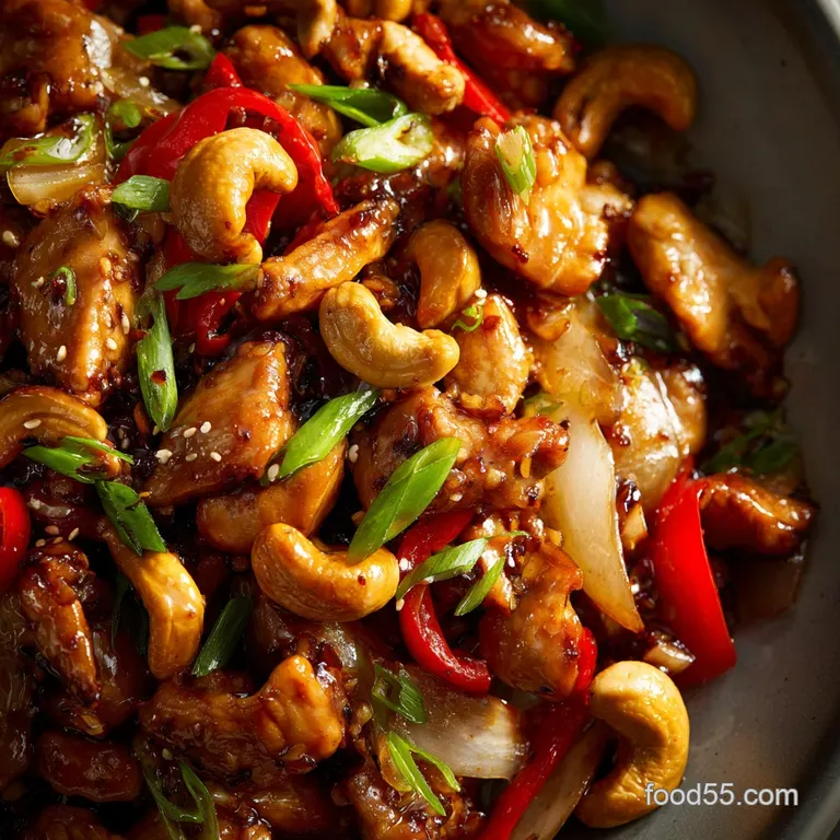 Cashew Chicken: Speedy Stir-Fry with Sticky Sauce and Crunchy Nuts presentation
