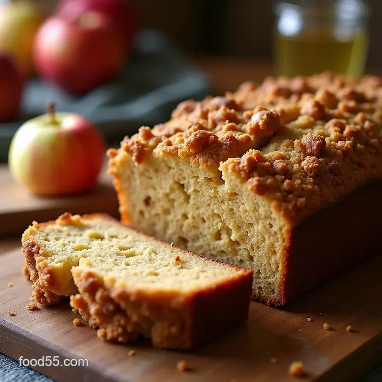 Properly Spiced Apple Loaf with Brown Butter Crumble presentation