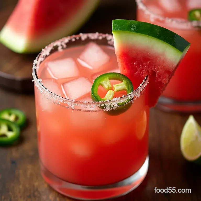 Spicy Watermelon Jalape&ntilde;o Margaritas presentation