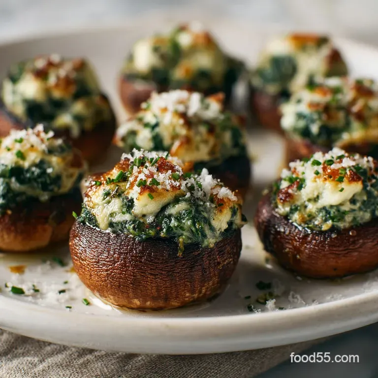 Spinach Cream Cheesestuffed Mushrooms: Creamy Parmesan Perfection presentation