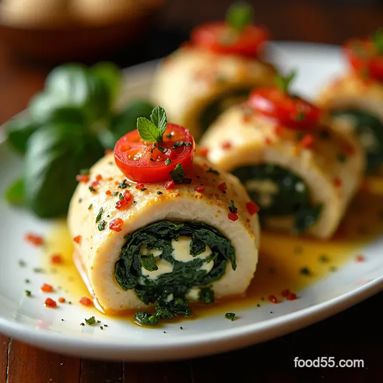 Spinach Feta Stuffed Chicken Breast presentation