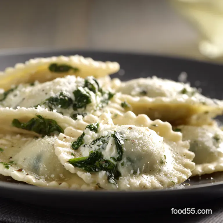 Spinach Ricotta Ravioli with Brown Butter Sage Sauce presentation