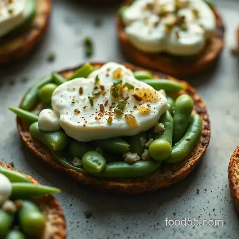 Spring Fava Bean and Ricotta Tartines with Mint & Lemon