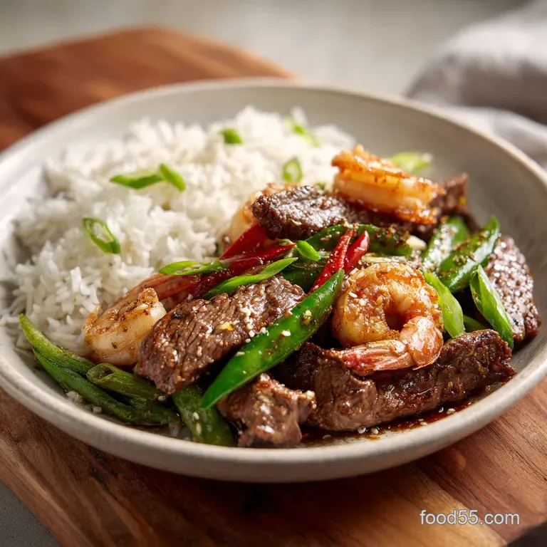 Steak and Shrimp Stir Fry: Silky & Snappy
