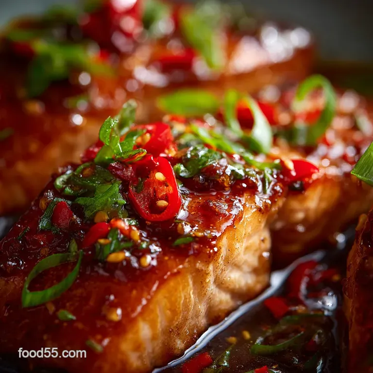 Glazed Salmon with Ginger Chili Sauce: the Ultimate Sticky Crispy-Skin Dinner presentation