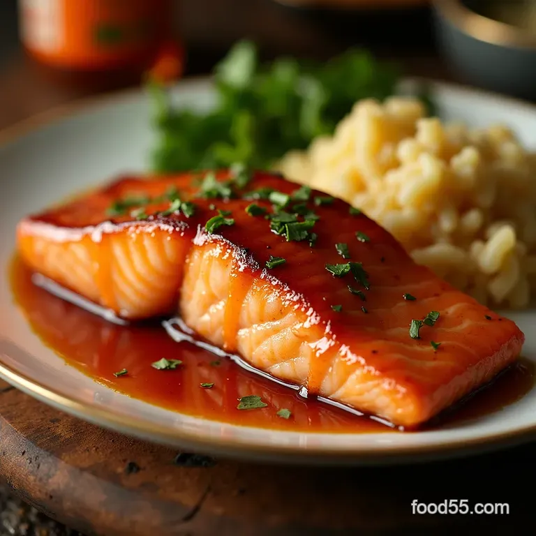 Sticky Sweet Heat Restaurantquality Honey Sriracha Glazed Salmon presentation