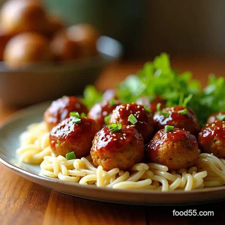 Sticky Sesame Turkey Meatballs with Ginger Lime Glaze presentation