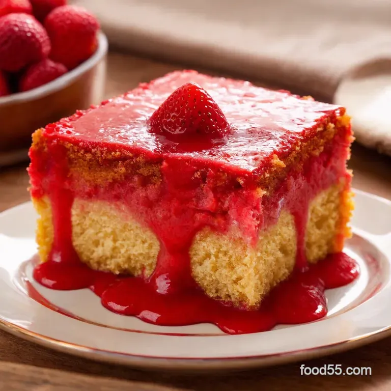 Strawberry Crunch Cake Layered Vanilla Sponge Almond Crunch presentation
