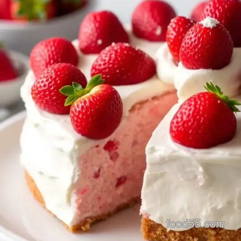 Strawberry Earthquake Cake presentation