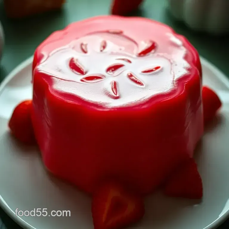 Strawberry Jello Poke Cake presentation