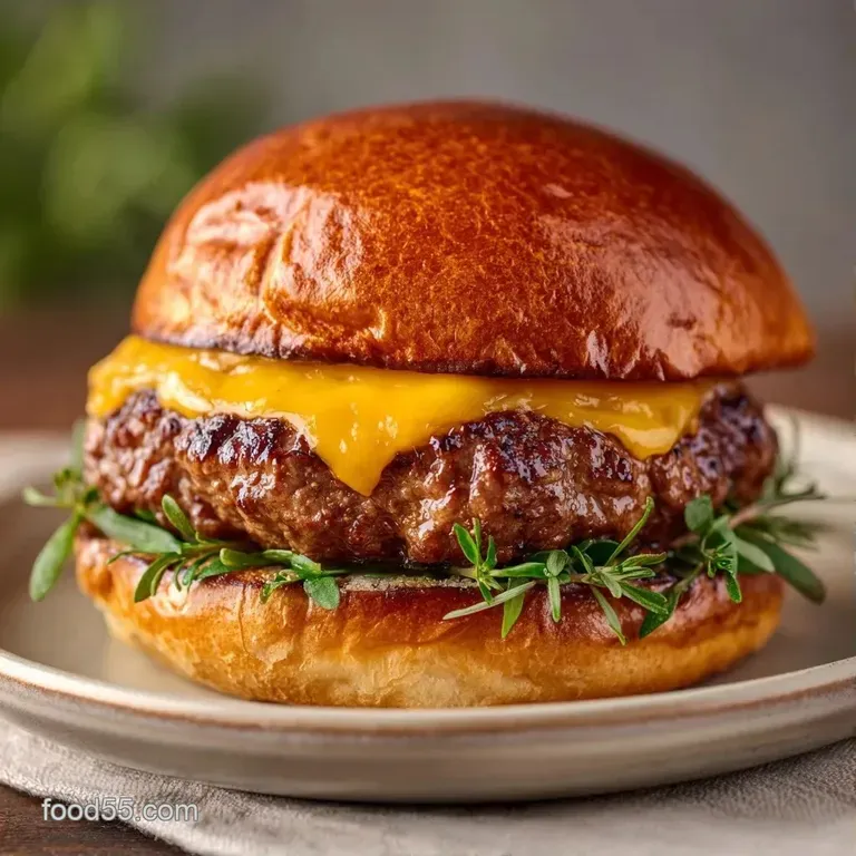 Four charred patties on a dark slate platter, accented by golden fries and vibrant sprigs of fresh parsley.