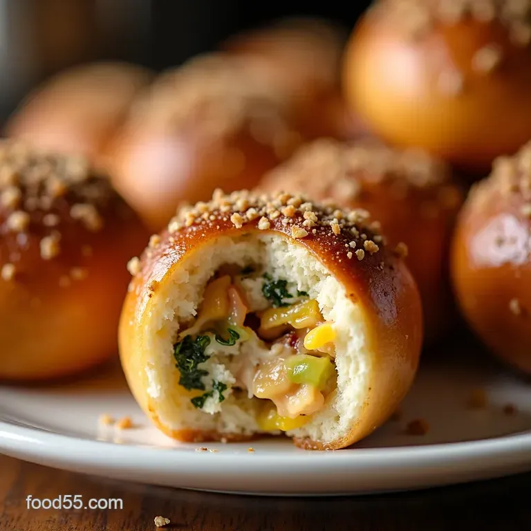 Stuffed Bagel Balls Bagel Bombs Chewy Savory Pockets presentation